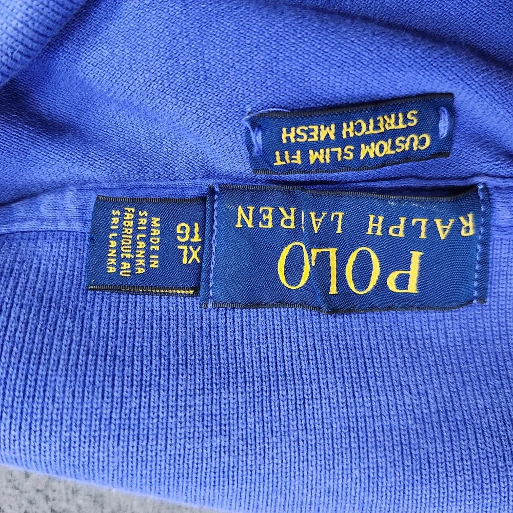 Polo Ralph Lauren Mens XL Blue Custom Slim Fit Stretch Mesh Polo Shirt 15209